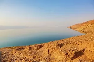 Amman and Jordan Collection: Barren shoreline and salt water of the Dead Sea, Jordan