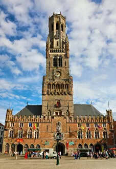 Bruges, Belgium Collection: The Belfry Tower and the Cloth Hall in the Market Square, Bruges, Belgium
