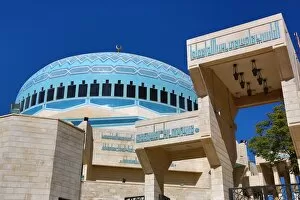 Amman and Jordan Collection: Blue mosaic dome of the King Abdullah I Mosque, Amman, Jordan