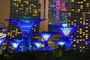 Images Dated 17th November 2015: Blue Supertree Grove, Gardens by the Bay, Singapore, Republic