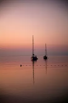 Croatia Collection: Boats at sunset in Croatia