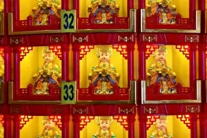 Images Dated 10th April 2015: Boxes of religious figures at the Thean Hou Chinese Temple, Kuala Lumpur, Malaysia