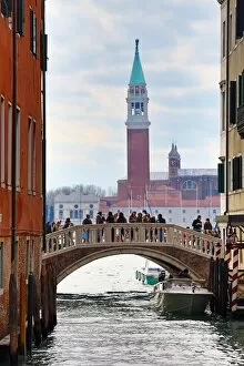 Images Dated 9th February 2013: Bridge over a canal and San Giorgio Maggiore in Venice, Italy