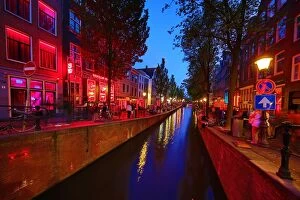 Amsterdam Collection: Brothels in the red light district on the Oudezijds Achterburgwal canal in Amsterdam