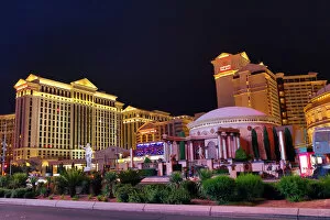 Las Vegas Collection: Caesars Palace Hotel and Casino at night, Las Vegas, Nevada, America