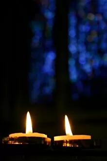 Light Collection: Candles and stained glass window