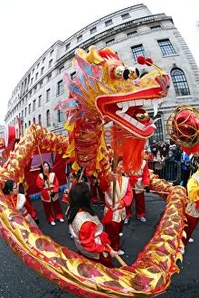 Chinese New Year Collection: Chinese Dragon Dance at Chinese New Year Parade in London