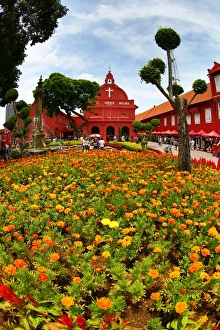 Christ Church in Dutch Square, known as Red Square, in Malacca, Malaysia