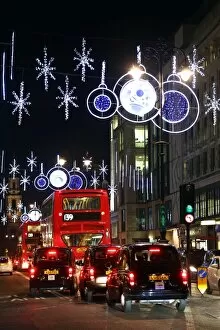 Christmas 2016 Collection: Christmas decorations and lights in the Strand in London, England