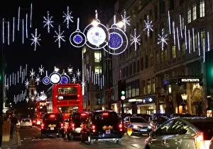 Christmas 2016 Collection: Christmas decorations and lights in the Strand in London, England