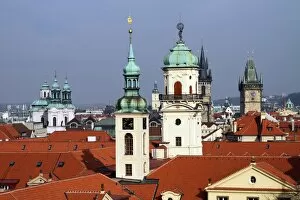 Images Dated 13th March 2011: Church towers and rooftops of the Prague skyline