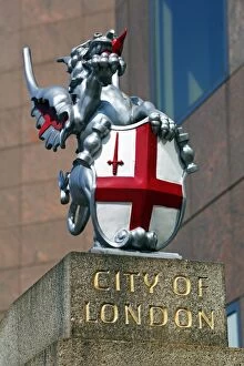 Images Dated 18th May 2014: City of London boundary mark Dragon statue on London Bridge, London, England