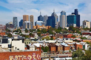 Australia Collection: City skyline of Melbourne from Brunswick Street, Melbourne, Victoria, Australia
