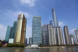 Images Dated 8th April 2015: City skyline of skyscrapers, Pudong, Shanghai, China