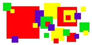 Creative Collection: Coloured square design, primary colours, red yellow, green, blue squares modern art pattern