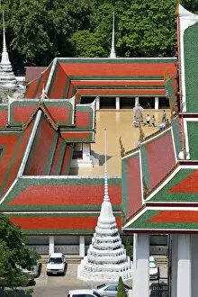 Images Dated 1st June 2013: Colourful tiles on the roofs of Wat Ratchanatdaram Temple, Bangkok, Thailand
