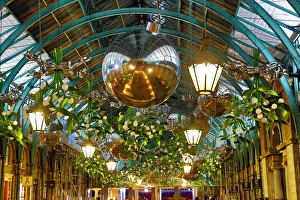 Covent Garden Mistletoe Christmas decorations and lights, London Covent Garden Mistletoe Christmas decorations and lights, London