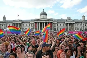 Images Dated 4th July 2009: Crowds at Trafalgar Square at London Pride Parade 2009