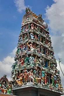 Images Dated 20th November 2015: Decorations on the doorway of Sri Mariamman Hindu Temple, Singapore, Republic of