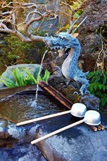 Images Dated 31st January 2014: Dragon purifying water fountain at the Chingodo Shrine in Asakusa in Tokyo, Japan