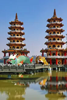 Kaohsiung, Taiwan Collection: Dragon and Tiger Pagodas temple at the Lotus Ponds, Kaohsiung, Taiwan