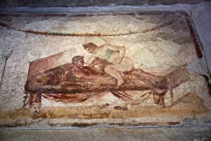 Images Dated 22nd September 2019: Drawing on a sex menu in a brothel in the ancient Roman city of Pompeii, Italy