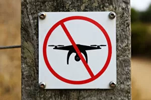 Australia Collection: No drone flying warning sign, Victoria, Australia