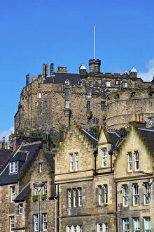 Images Dated 30th April 2016: Edinburgh Castle and roofs of houses in Grassmarket in Edinburgh, Scotland, United