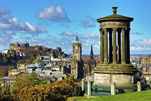 Images Dated 30th April 2016: Edinburgh and the Dugald Stewart Monument from Calton Hill