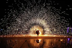 Fire show on Sai Kaew beach in Koh Samet, Thailand fire sai kaew beach koh samet thailand