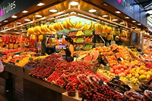 Fruit stall at La Boqueria market de St Josep, Barcelona, Spain Fruit stall at La Boqueria market de St Josep, Barcelona, Spain