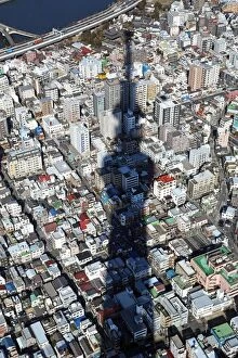 Images Dated 31st January 2014: General aerial view of the city skyline with the shadow of the Tokyo Skytree tower, Tokyo, Japan