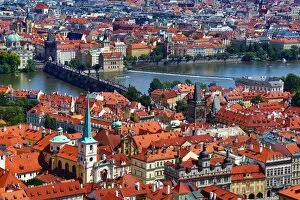Prague, Czech Republic Collection: General city skyline view of Prague and the Vtlava River, Czech Republic