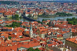 Images Dated 7th July 2016: General city skyline view of Prague and the Vtlava River, Czech Republic
