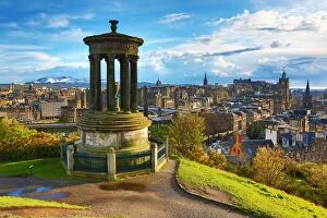 Images Dated 29th April 2016: General city view from Calton Hill showing the Dugald Stewart Monument and Edinburgh