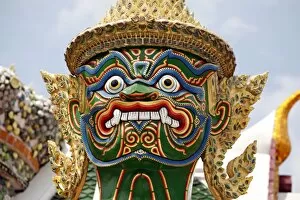 Thai Temples Collection: Giant Temple Guardian at the Grand Palace Complex, Wat Phra Kaew, Bangkok