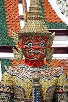 Thai Temples Collection: Giant Temple Guardian at the Grand Palace Complex, Wat Phra Kaew, Bangkok