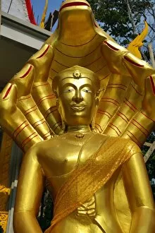 Images Dated 4th December 2012: Gold Buddha statue at Wat Khao Phra Bat in Pattaya, Thailand