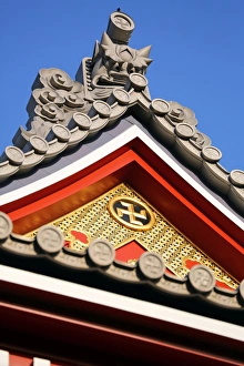 Oriental architecture of the roof of the Sensoji Asakusa Kannon Temple, Tokyo, Japan