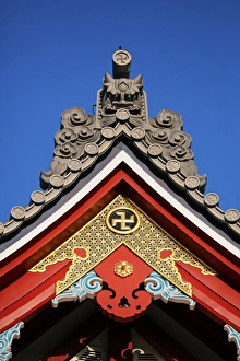 Oriental architecture of the roof of the Sensoji Asakusa Kannon Temple, Tokyo, Japan