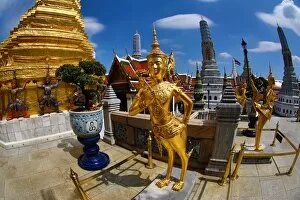 Images Dated 16th November 2014: Gold Kinnara Statue at Wat Phra Kaew Temple complex of the Temple of the Emerald Buddha in