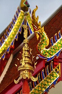Images Dated 16th April 2014: Gold naga roof decorations at Wat Panping Temple in Chiang Mai, Thailand