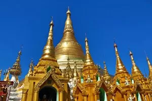 Images Dated 28th January 2016: Gold stupa and spires at the Shwedagon Pagoda, Yangon, Myanmar