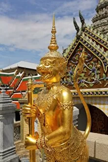 Images Dated 28th May 2013: Golden Kinnara statue, Wat Phra Kaew, Temple of the Emerald Buddha Complex, Bangkok, Thailand