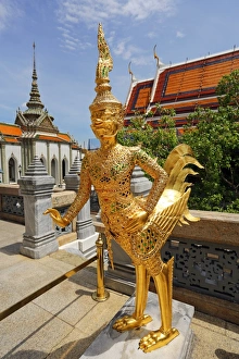 Golden Kinnara statue, Wat Phra Kaew, Temple of the Emerald Buddha Complex, Bangkok, Thailand Golden Kinnara statue, Wat Phra Kaew, Temple of the Emerald Buddha Complex, Bangkok, Thailand