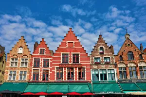 Bruges, Belgium Collection: Guild houses converted into restaurants in the Market Square or Markt, Bruges, Belgium
