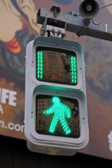 Japanese green man walk street traffic light in Asakusa, Tokyo, Japan Japanese green man walk street traffic light in Asakusa, Tokyo, Japan