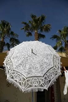 Images Dated 24th March 2012: Lace souvenirs in Marsaxlokk, Malta