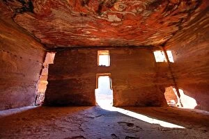 Images Dated 17th October 2016: Light streaming through the windows of the Urn Tomb of the Royal Tombs in the rock city of Petra