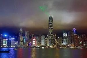 Hong Kong Skyline Collection: Lights of the city skyline of Central across Victoria Harbour and Symphony of Lights